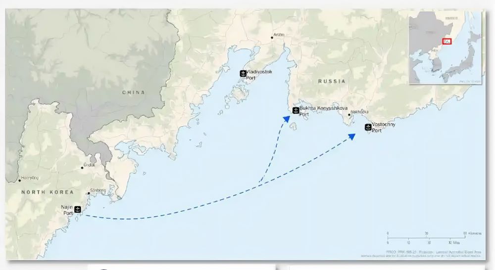 North Korea, Rajin Port, Russian vessels Naijin Port.