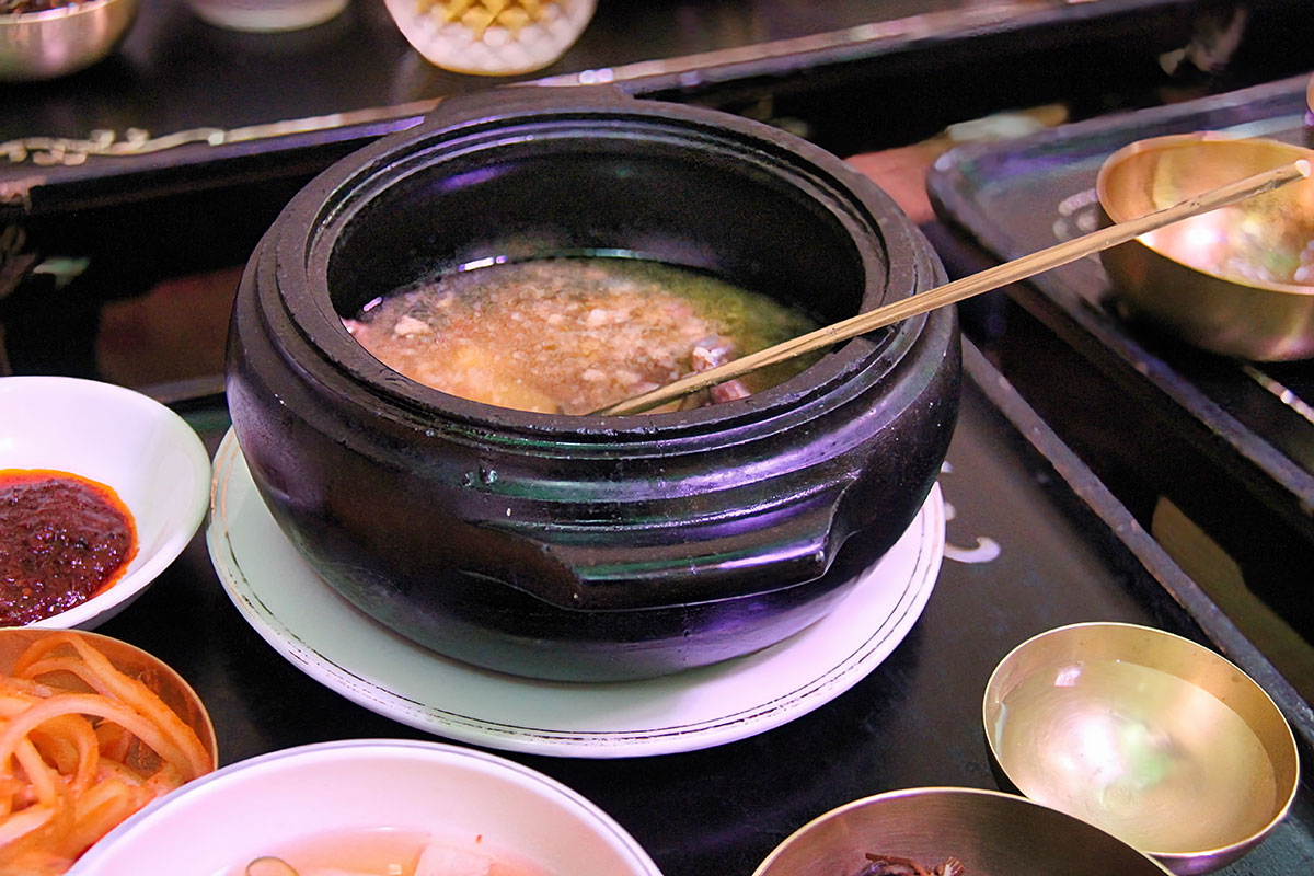 North Korea Focus: North Korea Cuisine & Food. Dog meat soup.